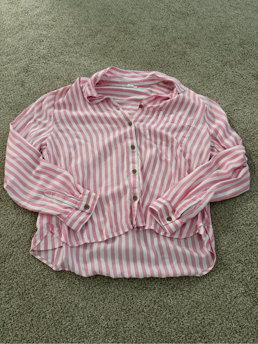 Striped Pink Button-Front Women’s Shirt